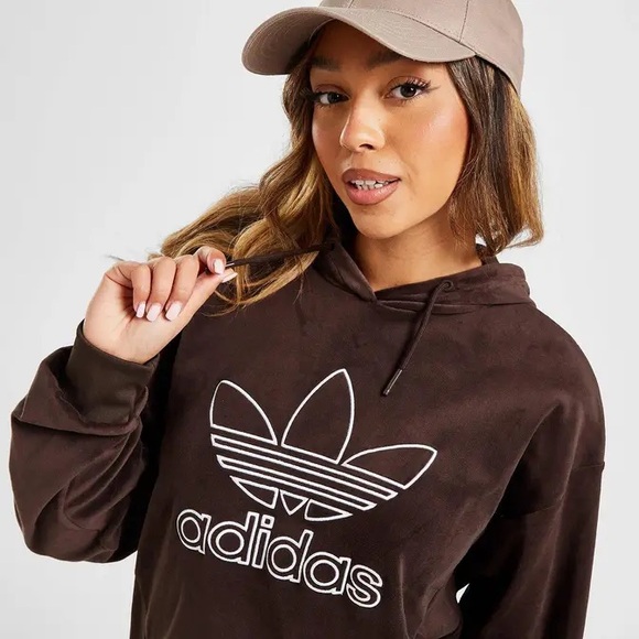 adidas originals velour trefoil overhead hoodie - Picture 2 of 5